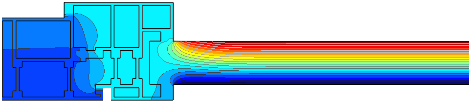 Profil aluminiowy bez przekladek termiczych - pole temperatury